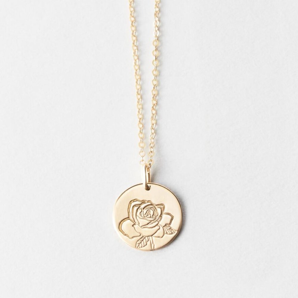 Rose June Birth Flower Engraved Cute Gift Necklace - Picture 7 of 16